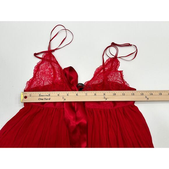 Victorias Secret Size Small Red Pleated Babydoll Lingerie Nightie Slip Bow NWT - Picture 8 of 10